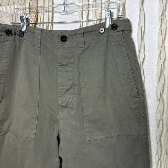Miles Leon Olive Green Cotton Adjustable Waist Patch Pocket Chino Trouser UK32 - Picture 2 of 16